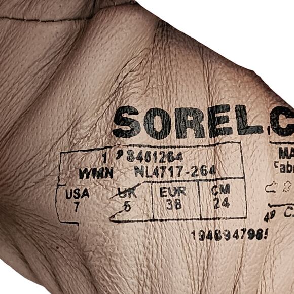 Sorel Slides Sandals sz 7 Women Roaming Two Strap Chunky Beige Tan White Stretch - Picture 11 of 13